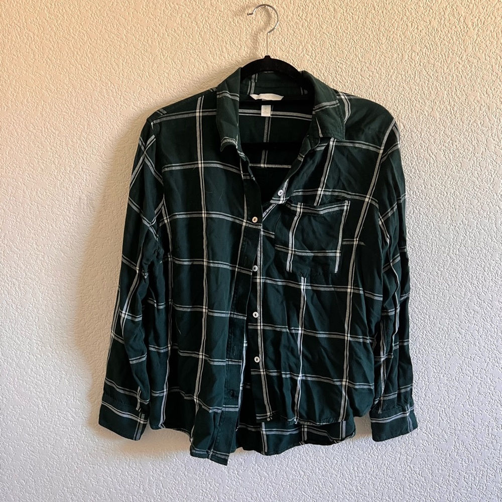 H&M plaid long sleeved button up